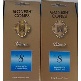Gonesh Incense Cones #8 Spring Mist - Set of 2 Packs of 25, Total 50