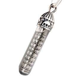 Noori Sterling Silver Tube Core Zamzam Water Ayatul-kursi Vial Islamic Pendant w/ 20-inch Italian Figaro Chain