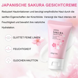 Hautpflege Set für Teenager-Mädchen, Japan Sakura Skincare Set, Anti-aging Gesichtspflege Set, Tägliche Skin Care mit Cleanser, Serum, Creme, Augencreme, Maske, Haarband, Gesichtsbürste