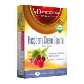 Davidson's Organics, Raspberry Cream Caramel, 8-count Tea Bags, Pack of 12