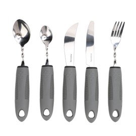 5pcs Bendable Adaptive Utensils Weighted Easy Grip Stainless Steel Special Supplies Adaptive Utensils Grey
