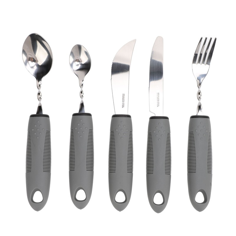 5pcs Bendable Adaptive Utensils Weighted Easy Grip Stainless Steel Special