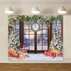 Merry Christmas Backdrops for Photoshoot 10x8ft Window Xmas Clock Winter