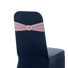 Trimming Shop Baby Pink Spandex Chair Band with Slider Buckle, Stretchy Fabric Chair Band Sash, Elastic Wedding Chair Cover Band for Chair Decoration, Wedding Party, Reception, Banquet, 10pcs