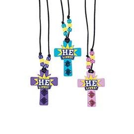 He Lives Necklace Craft Kit, Makes 12 - DIY Easter Crafts for Kids and Fun Home Activities