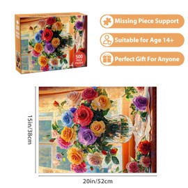 Jeacirio 500 Piece Puzzles for Adults, Flower Jigsaw Puzzle 500 Piece for Adults Kids Seniors, Recycled Cardboard Large Piece Puzzle 500, Family Puzzles Great Gift for Mom Dad Family Friends 20.5 x 15 in