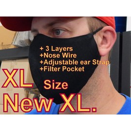 ICYROSE 3 Pack XL 6.5" Extra Large Face Mask Big and Tall 3 Ply Beard Mask Cotton Fabric nose wire Filter Pocket adjustable (Mixed Colors Set.A, XL 6.5")
