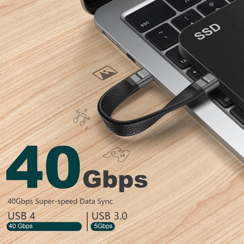 KETSOOBI Short USB C Cable with Keychain Total 4-Packs, (5inch)