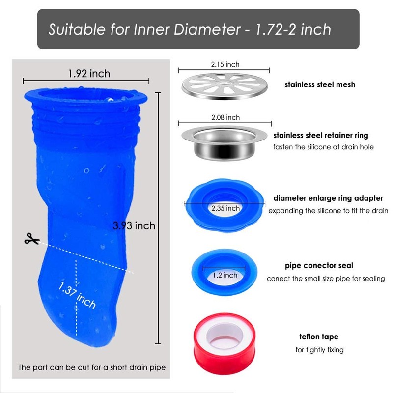 Shower Floor Drain Backflow Preventer, Waterless Trap Seal, One Way