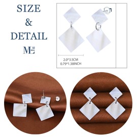 MicLee Womens Girls Silver Shell Pearl Drop Earrings Elegant 925 Sterling Silver Rhombus White Shell Earrings Studs