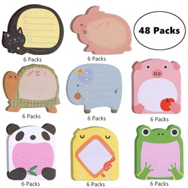 Donboly 48 Pack Cute Sticky Notes Set Sticky Notes for Party Bags Animal Designs Party Bag Fillers for Kids,end of Term Gifts for Children (48)