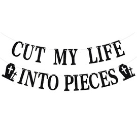 Banner de Cut My Life Into Pieces – Cartel de cumpleaños funerario para cumpleaños 30/40/50 cumpleaños, noche de fiesta emo, pancarta de cumpleaños de los veinte, suministros de decoración para fiesta de feliz cumpleaños