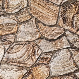 Dundee Deco 3D Wall Panels - Brown Faux Stone PVC Wall Paneling for Interior Wall Decor, Living room, Kitchen, Bathroom, Bedroom, SAMPLE 9" x 9"