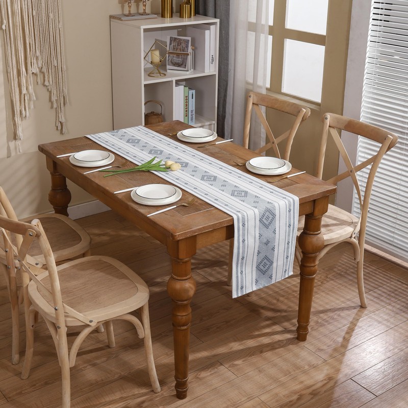 Tosleo Boho Table Runner Gray Stripe Table Runner for Modern