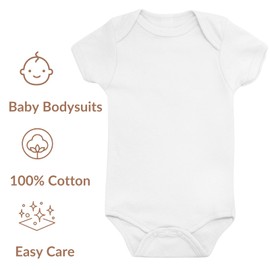 Baby Vests, Baby Bodysuits Short Sleeved, UK Brand, 3 Pack, White, 0-3 Months