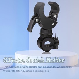 GFertre 2Pcs Cane Holder for Walker,Wheelchair,Drive Rollator,Universal Crutches Stick Rack Bracket Accessories,360° Rotatable Adjustable Stick Rack,Clamping Diameter 0.8 - 1.38 inches