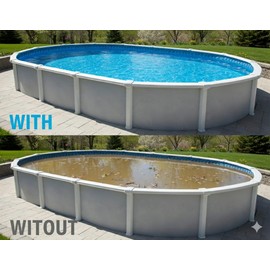 Winter Block Premium Winter Pool Cover for Above Ground Oval Pool, 12' x 18' Ft., Aboveground Pools Winter Cover, Heavy Duty, Includes Winch and Cable, UV Protection, Solid Blue