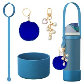 Silicone Boot Accessories Set for Owala Water Bottle 32 oz, Including Water Bottle Handle Strap, Boot, Silicone Ring, Plush Ball, Pearl key-chain