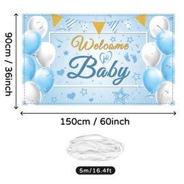 Koliphy Welcome Baby Boy Decorations, Welcome Baby Banner, Handheld Welcome Baby Banner for Baby Shower, Home Reception, Baby Shower, Kids Birthday Decoration Boy(Blue)