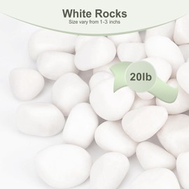 Pulovin 20 lbs White Rocks for Plants Indoor, 1-3 inch Decorative Garden Stone Outdoor Landscaping, Walkways, Yard, Large Polished River Rocks for Plants Pots, Vases, Crafts