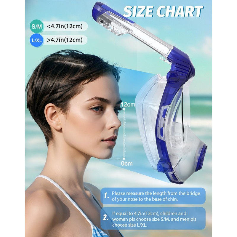Zacsync Snorkel Set Adult Full Face Snorkel Mask, Masque De
