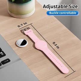 Foweroty for AirTag Bracelet for Kids, Waterproof Cute Print for Air tag Holder for Kids with Soft Silicone Full Coverage Anti-Lost Hidden for Airtag Wristband Accessories for Child, Pink/Light Blue