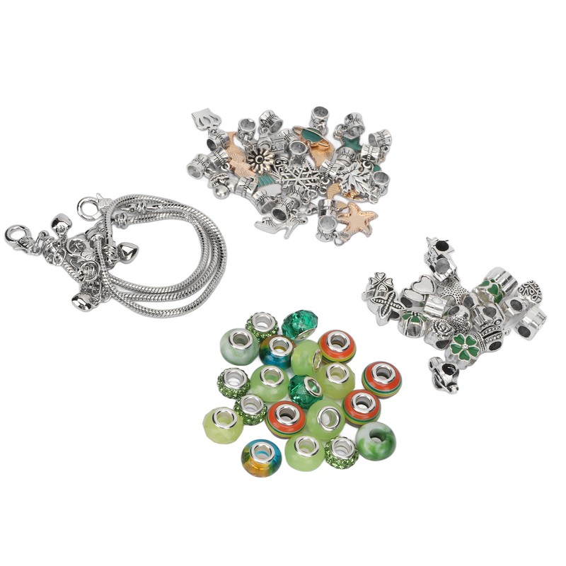 Charm Bracelet Making Kit Basic Bracelets Colored Beads Pendants Jewelry