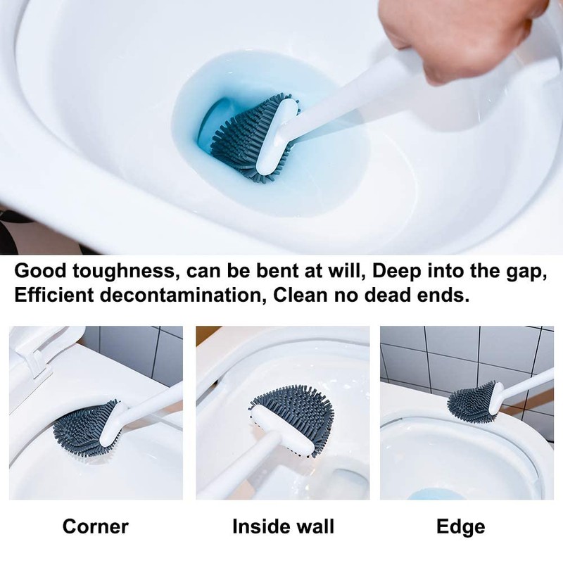 Sellemer Toilet Brush and Holder Set for Bathroom, Flexible Toilet
