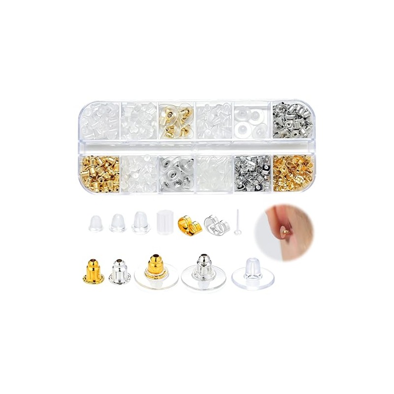 600Pcs Respaldos de Aretes de Silicona Transparente
