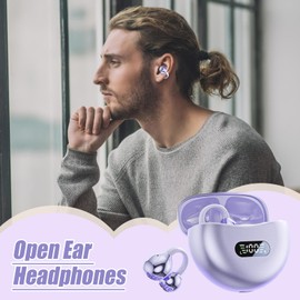 Open Ear Earbuds | Open Ear Buds - Wireless Headset Noise Cancelling Led Display Waterproof Headset for Working Outside Sports Workout Running Gym