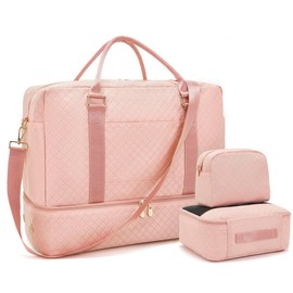 Soperwillton Women Travel Duffle Bag Weekender Overnight Bag with Shoe Compartment & Toiletry Pouch Gym Bag with Wet Pocket