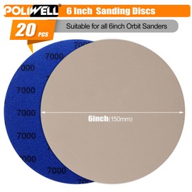6 Inch (150mm) 7000 Grit Sanding Discs, Waterproof Hook & Loop Heavy Duty Silicon Carbide Round Flocking Sandpaper for Wet/Dry Sanding Grinder Polishing Accessories, 20-Pack