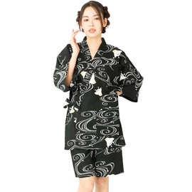 Nishiki Women's Jinbei Top and Bottom Set, 100% Cotton, Cool, Festivals, Fireworks Displays, Bon Dance, Room Wear, Open Front, Cool, Sweat Absorbent, Refreshing, Floral Pattern, Japanese Pattern, M-L