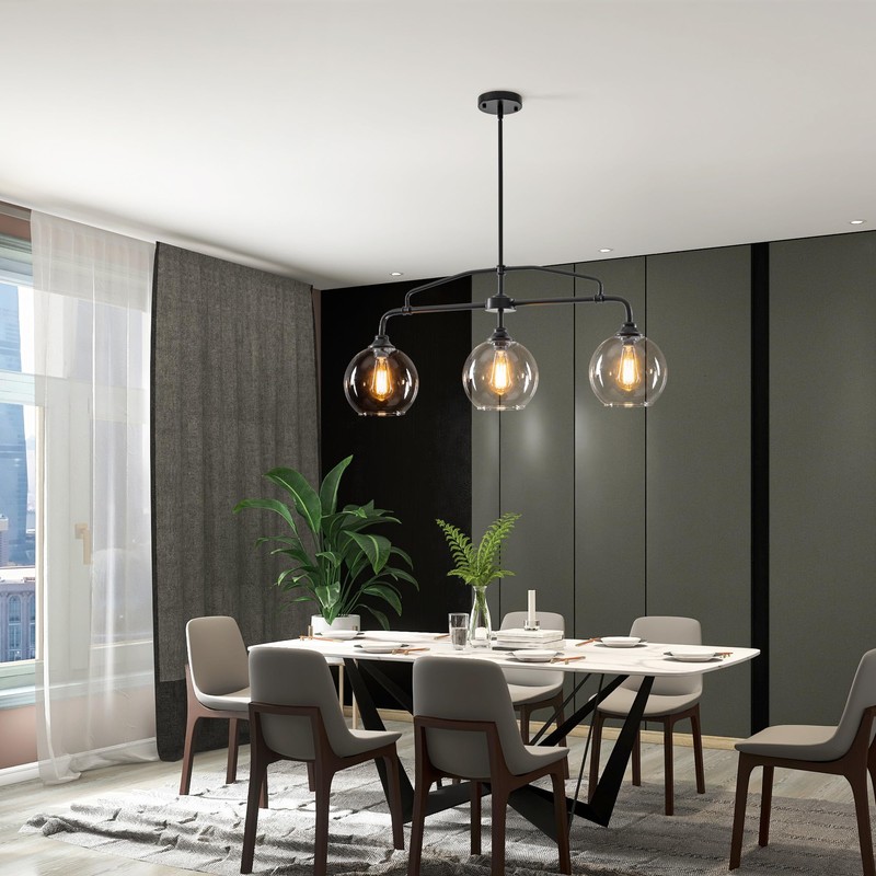 LMSOD 3 Lights Globe Pendant Light, Modern Hanging Lighting Fixture