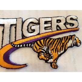 Unbranded VINTAGE IRON ON EMBROIDED PATCH LSU TIGERS  3 1/4" x 2 1/4"