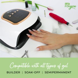 LAC FOR YOU UV LED Nail Lamp 72 LEDs 365+405nm - Semi-Permanent Nail Dryer with Automatic Sensor, 4 Timers, Low Heat, Removable Base, LCD Display - UV Lamp, Hands & Feet