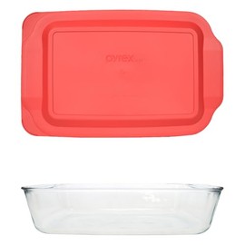 Pyrex 233-D 5 Qt Glass Baking Dish and 233-PC Red Lid (Perfect for Making Cakes, Casseroles, Lasagna and Much More) - Made in the USA