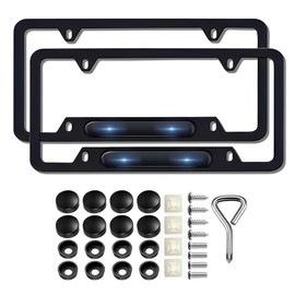 2 Pcs Black License Plate Frames Compatible with xfl Metal Aluminum License Plate Covers Protector Holder Screw caps Cover Set