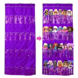 DUOLAM Hanging Over Door Toy Storage Organizer (24 Pockets), Compatible with LOL OMG Dolls Surprise Doll (Toys Not Included), (57.5''x22'')