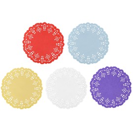 Paper Doilies, Jagrove 100 Pieces 3.5 Inches Lace Doilies Paper Colorful Decorative Round Paper Placemats Bulk for Cakes Desserts Wedding Party Tableware Decoration, 5 Colors