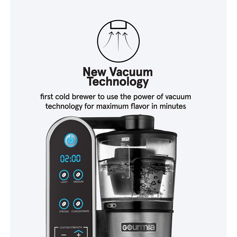 Gourmia GCM7800 Brewdini™ Digital Cold Brew Coffee Maker - Vacuum