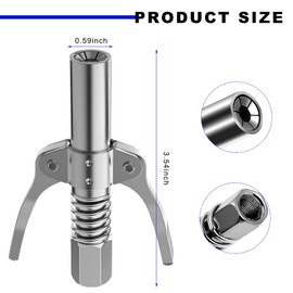 NYTKL Grease Gun Coupler, Double Handles Quick Release Grease Nozzle Joint Fittings with 6 Thickened Jaws, 12000 PSI High Pressure Coupler Tips for 1/8" NPT All Lubricating Guns