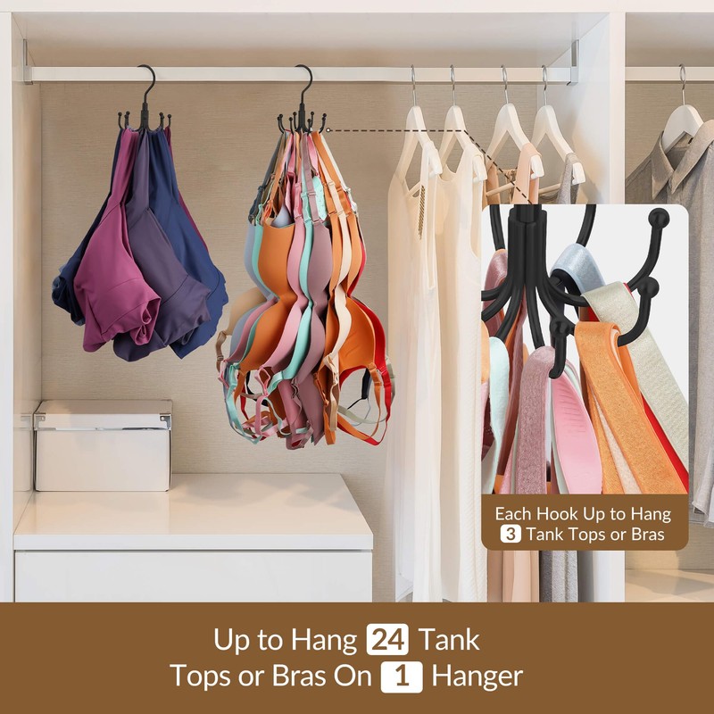 ZEDODIER Tank Top Hanger, 2 Pack Rotatable Bra Organzier for