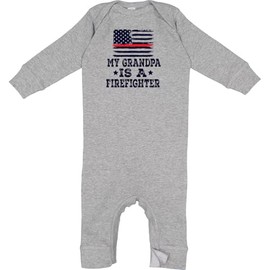 inktastic Firefighter Grandpa Fireman Flag Baby Romper Coveralls 12 Months Heather 2ecc6