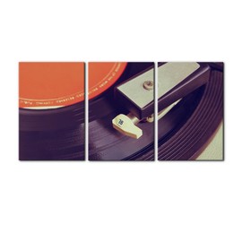 Pacimo 3 Pieces Canvas Wall Art - Old Record Player Pictures Painting Prints on Canvas Retro Musical Instrument Painting Modern Wall Art for Home Decor Stretched and Framed Ready to Hang - 16"x24"x3