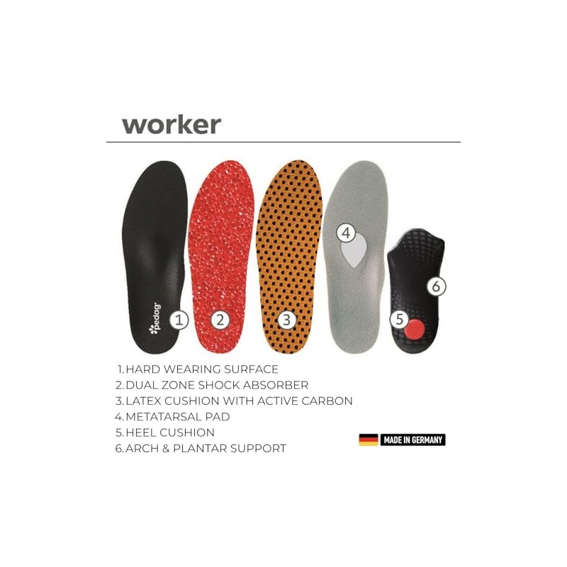 Pedag Worker Active Orthotic Foot Support, M11/eu 44, 4.2 Ounce