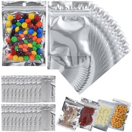 200-Pack Reclosable Small Mylar Bags for Food Storage 8.7" x 11.4" Stand Up Ziplock Pouch Bags in Bulk Resealable Smell Proof Aluminum Silver Foil Bags with Clear Window
