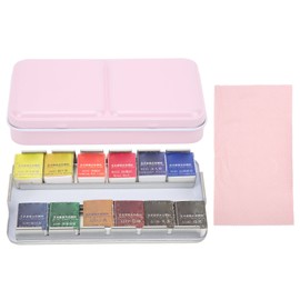 Watercolor Paint Set 12 Colors Pink Metal Case Fast Drying Portable DIY Making Drawing Watercolor for Art Project