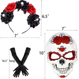 Lanxitown Day of The Dead Costume Day of The Dead Headpiece Day of The Dead Costumes for Women Flower Crowns for Women Dia De Los Muertos Headpiece Mexican Floral Headpiece