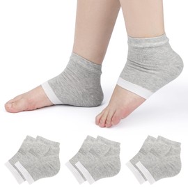 Segbeauty Heel Care Socks, Gray, 3 Pair Set, Foot Protection, Heel Moisturizing Socks, Sleeping Socks, Moisturizing Socks, Cracking, Skin Care, 100% Pure Cotton, Moisturizing, For Night, Women's